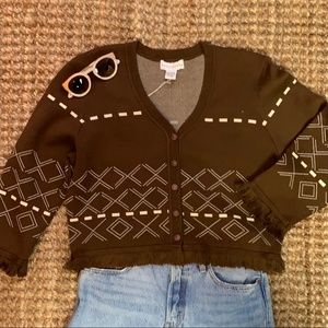 VINTAGE cowboy fringe button up sweater